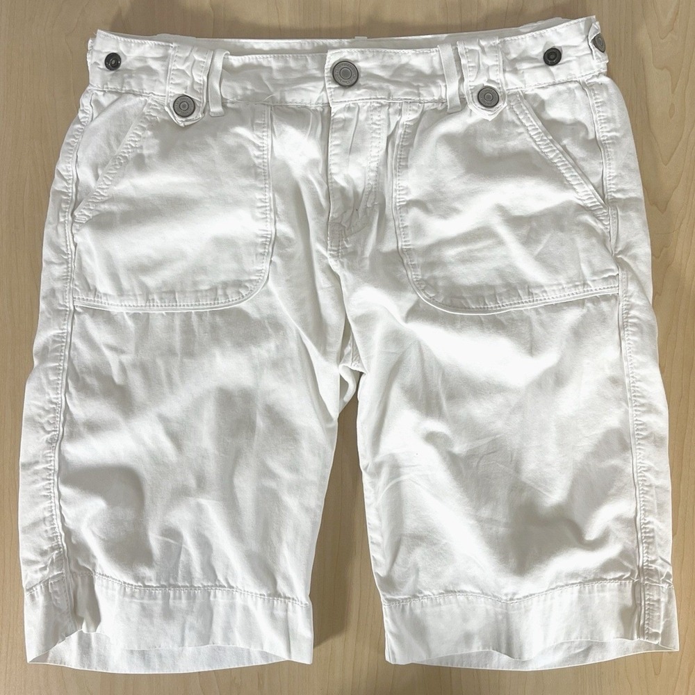 Calvin Klein Womens Bermuda Shorts‎ White Cotton Utility 6